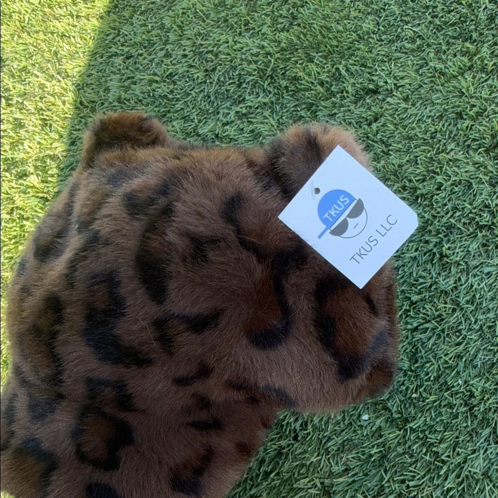 Faux Fur Leopard-Print Ear Cap - Brown